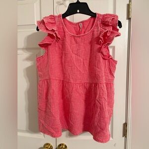 Zenana Pink Ruffle Babydoll Top